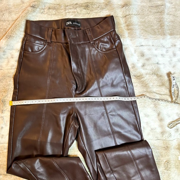 Zara Vegan Leather Pants with ankle slits - Picture 3 of 4